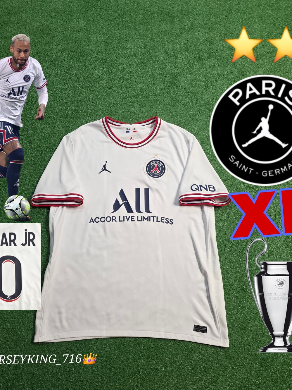 Jordan X Paris Saint-Germain PSG Neymar Jr #10 2021/2022 Fourth Jersey